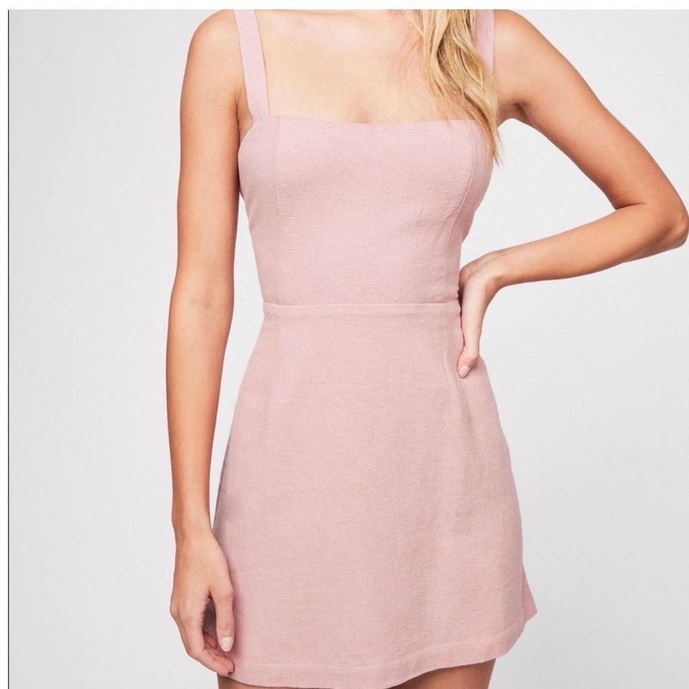 Free‎ People Dusty Rose Textured Cotton Smocked Button Back Mini Dress S